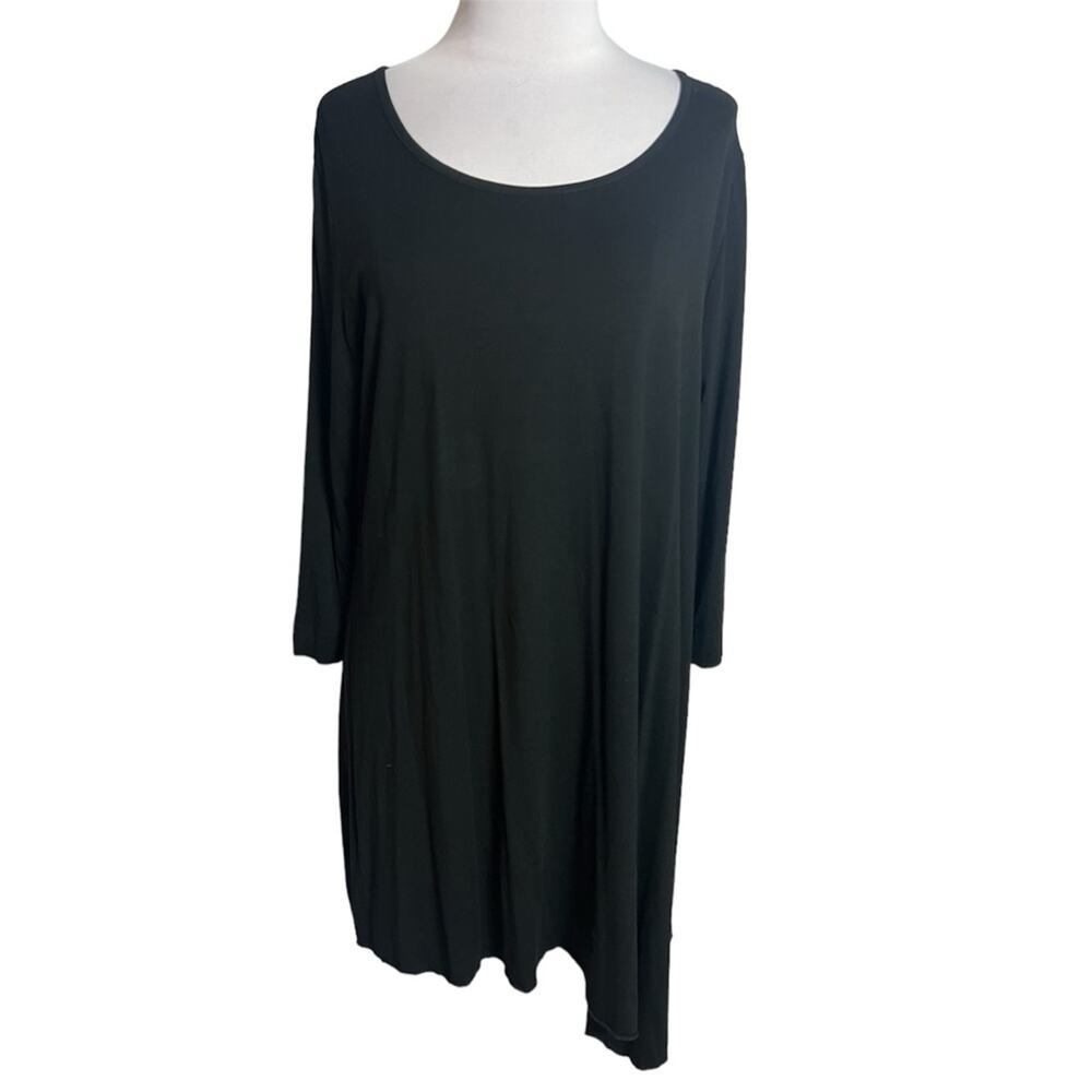 Marimekko Taulu Cotton Black Asymmetrical Tunic Dress Sz M
